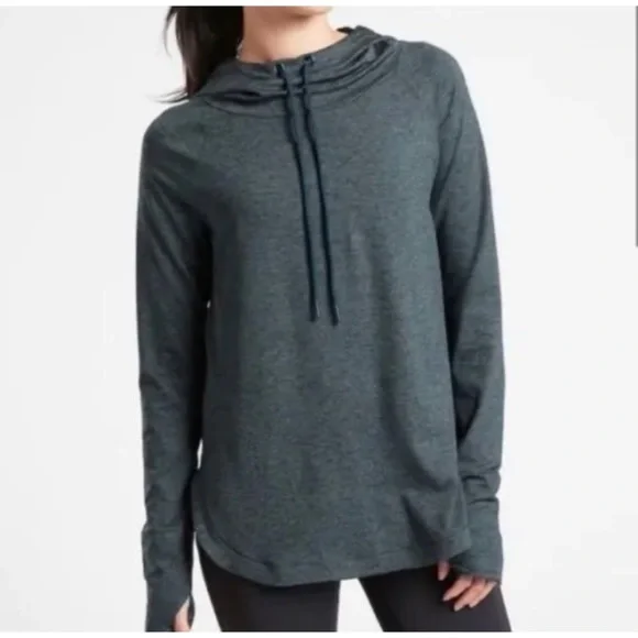 Athleta Uptempo Elevate Hoodie Sweatshirt Bali Green Oceanic Teal - Picture 1 of 10